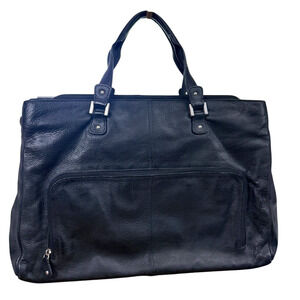 Clarks Black Pebble Leather Briefcase Career Work Handbag Purse Large Laptop Bag